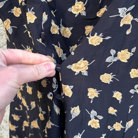 Vintage Guess Collection Black & Yellow Floral Midi Maxi Dress, Y2K Streetwear - Picture 7 of 13